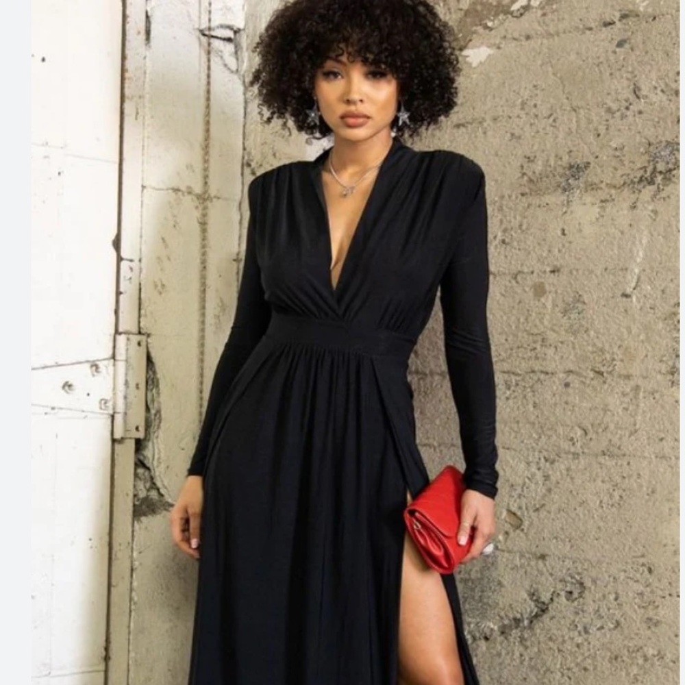 Fashion Nova | Women’s Sexy High Slit Max Long Sleeve Gown | 1X